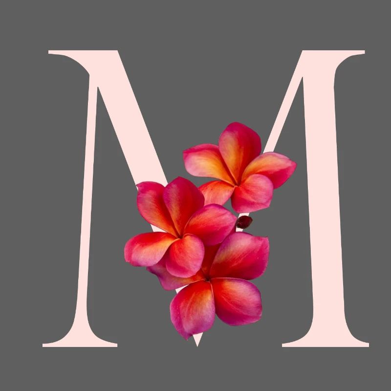 Monogramm M mit Pinker Blüte