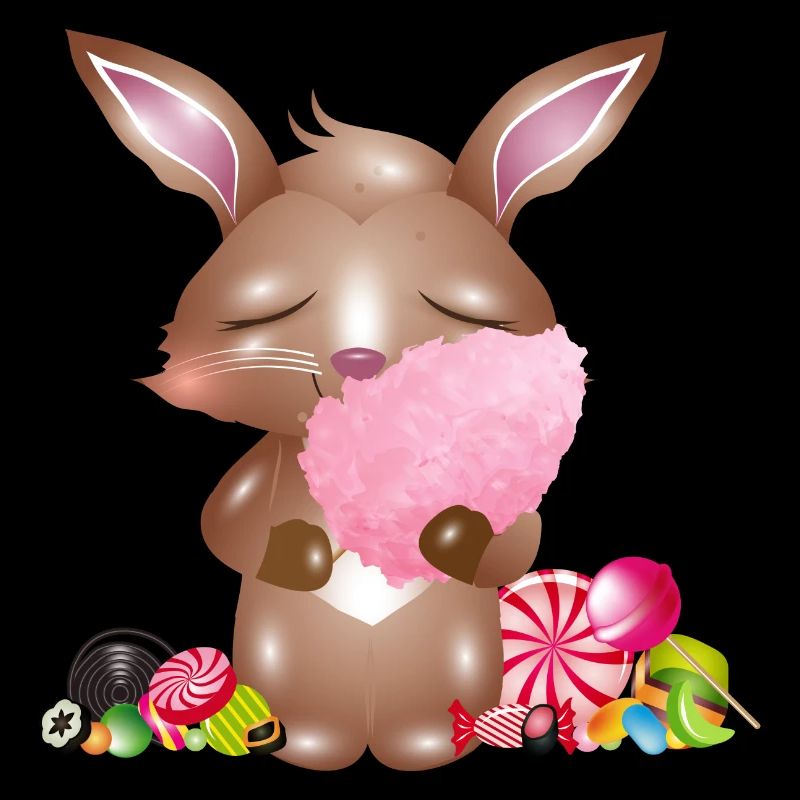 cute bunny with cotton candy & candy