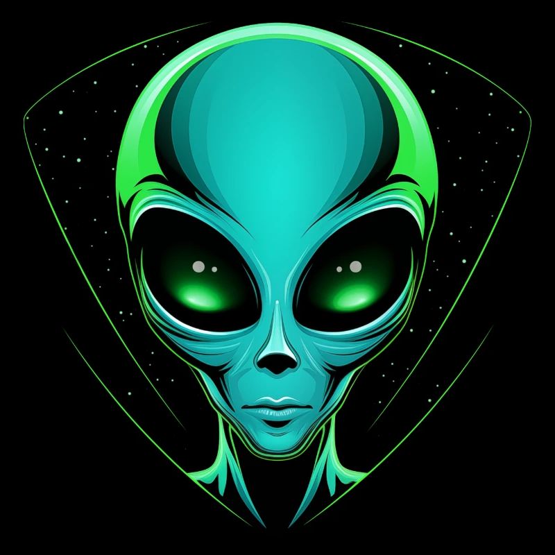 Tête d’extraterrestre vert - OVNI extraterrestre dans l’espace extra-atmosphérique
