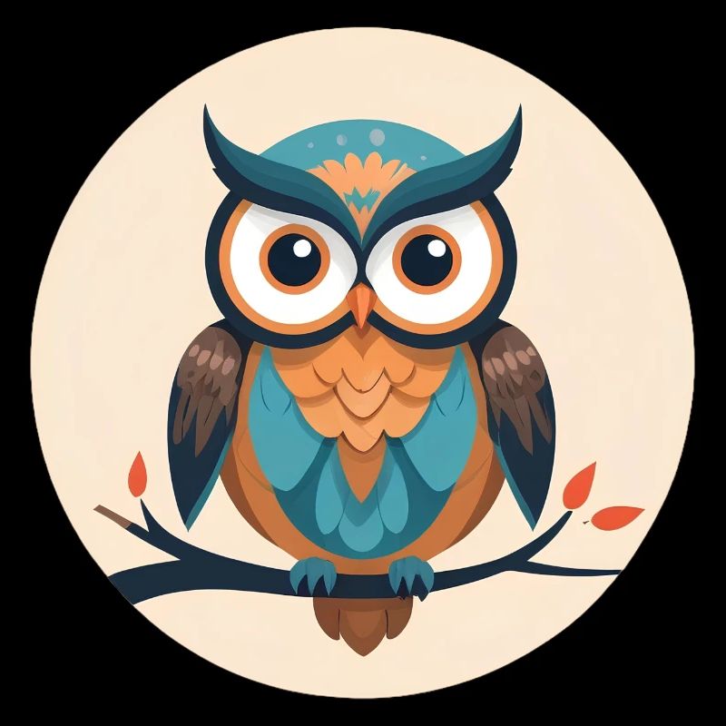 Hibou Illustré Coloré Éclectique