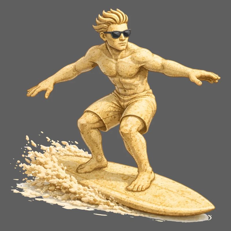 Surfeur de sable sur la planche de surf