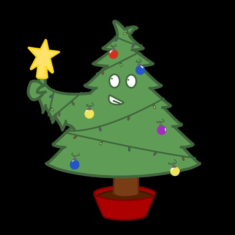 Smiling Christmas tree with lights