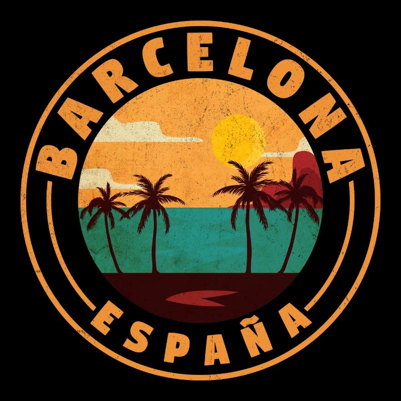 Barcelona Espana Beach Retro