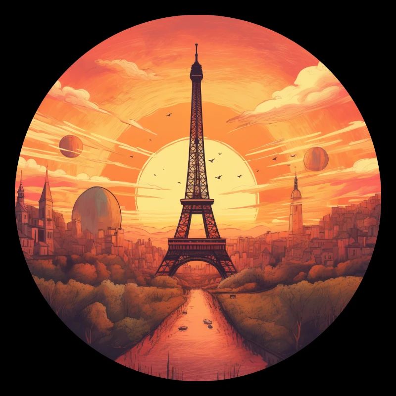 Paris Eiffel Tower at sunset