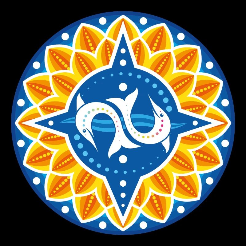 Wind rose dolphins petals waves
