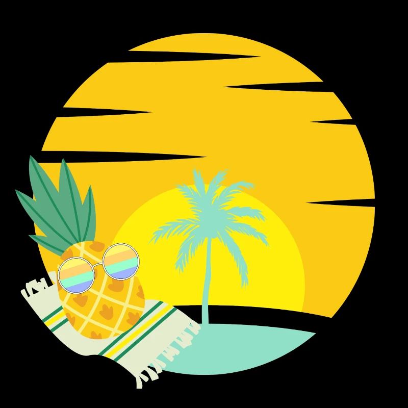 Ananas mit Sonnenbrille am Strand