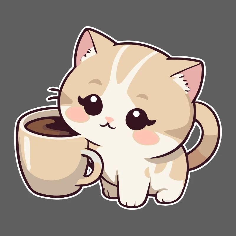 Kätzchen mit Kaffeetasse