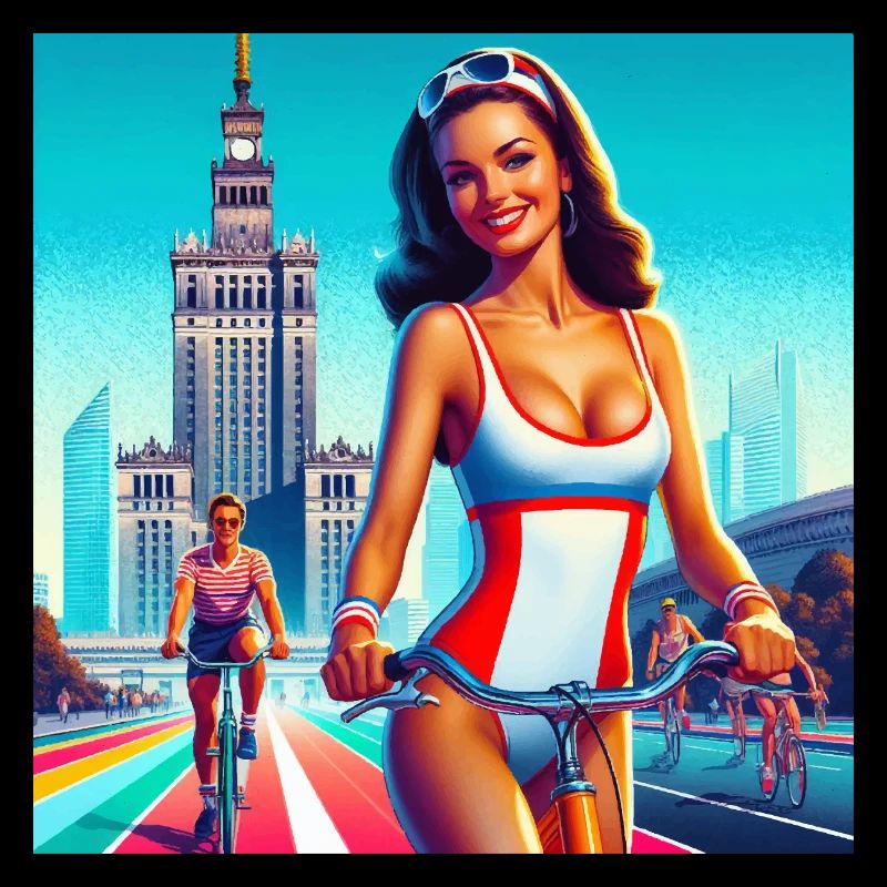 Varsovie - rétro fille cyclisme des années 80 style classique