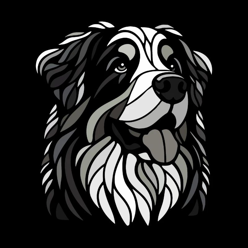 Tête de chien bouvier bernois noir et blanc