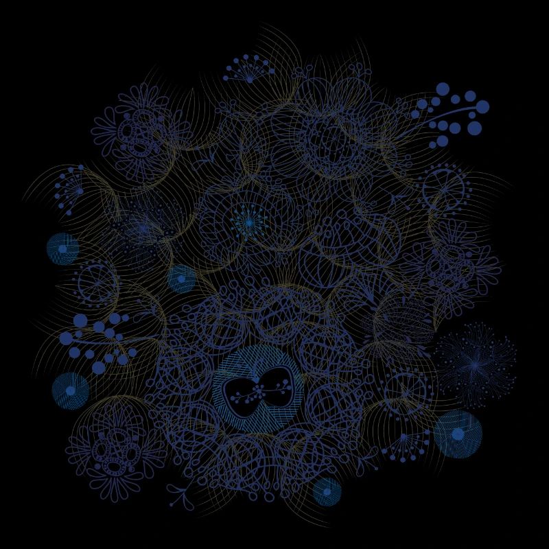 Abstract fireworks pattern in blue and gold