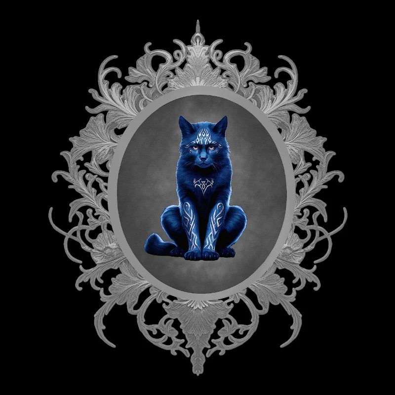Sitzende katze, tribals, Rahmen, goth