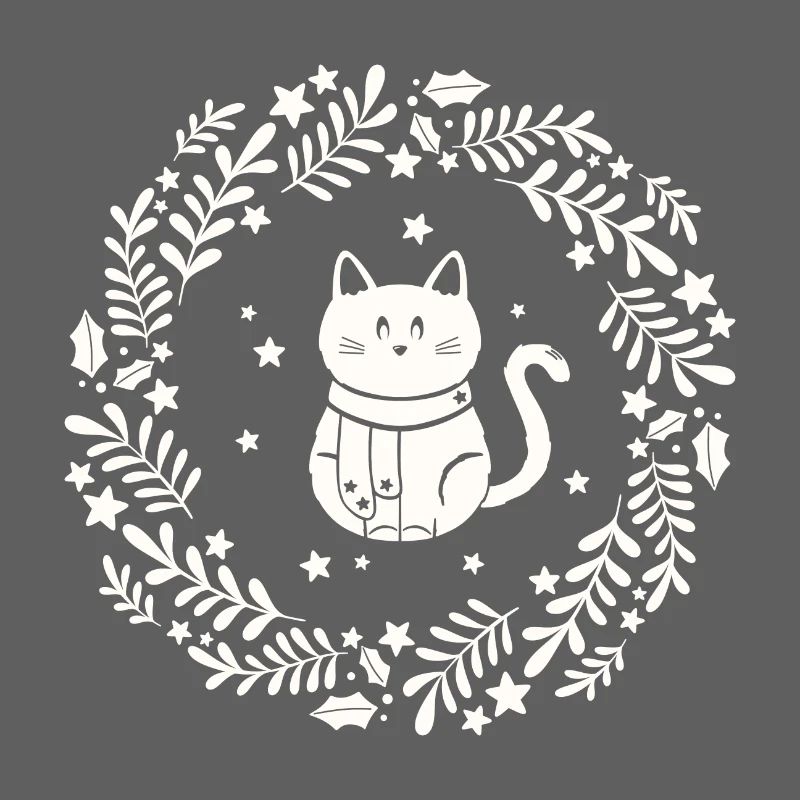 Weihnachtskranz mit süßer Katze