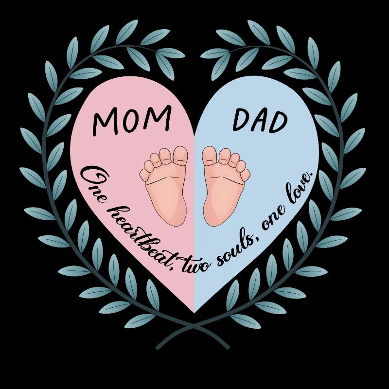 Maman, papa et bébé Coeur Design
