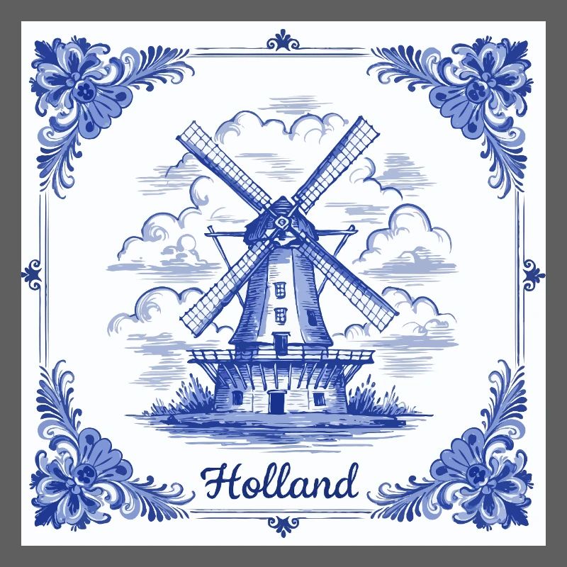 Delft blue windmill tile