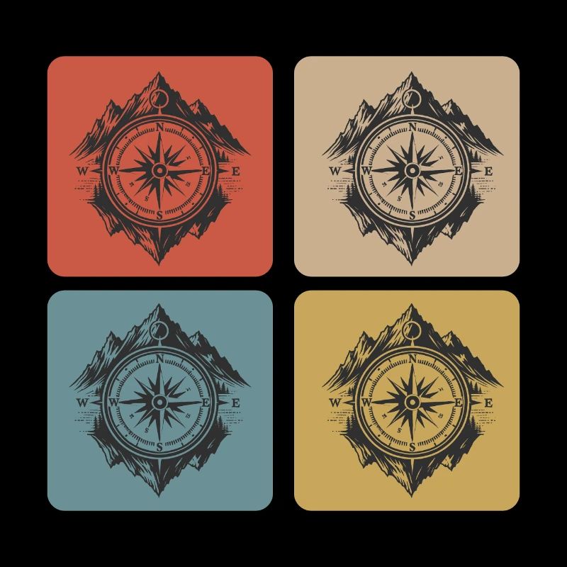 Compass & Mountains Vintage Design