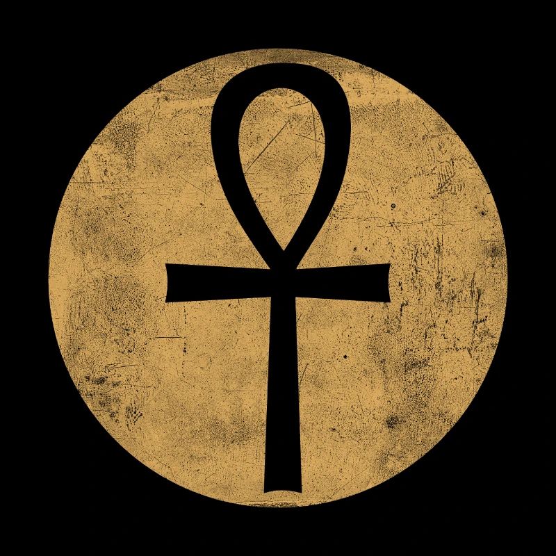 Croix égyptienne Ankh dans cercle doré