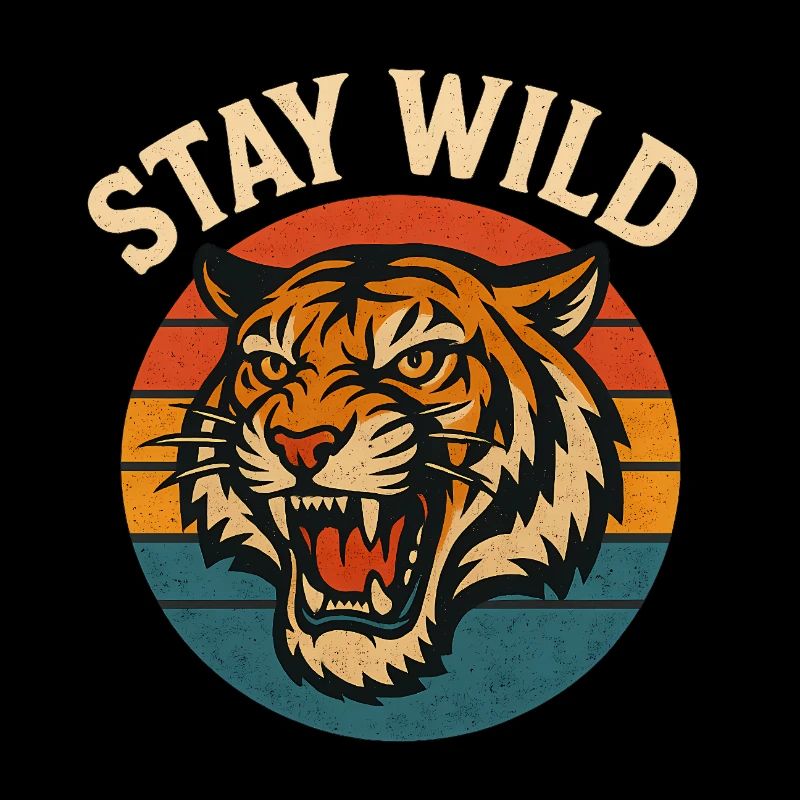 Stay Wild Retro Tiger Head