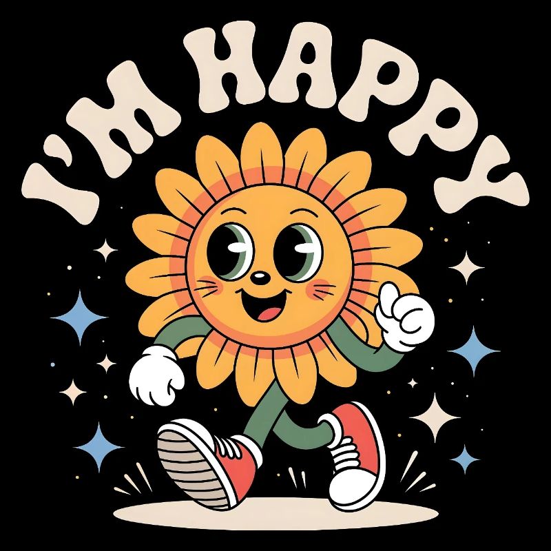 Retro Glückliche Sonnenblume
