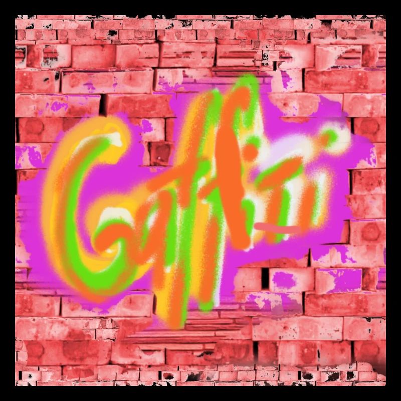 Colorful graffiti on bricks