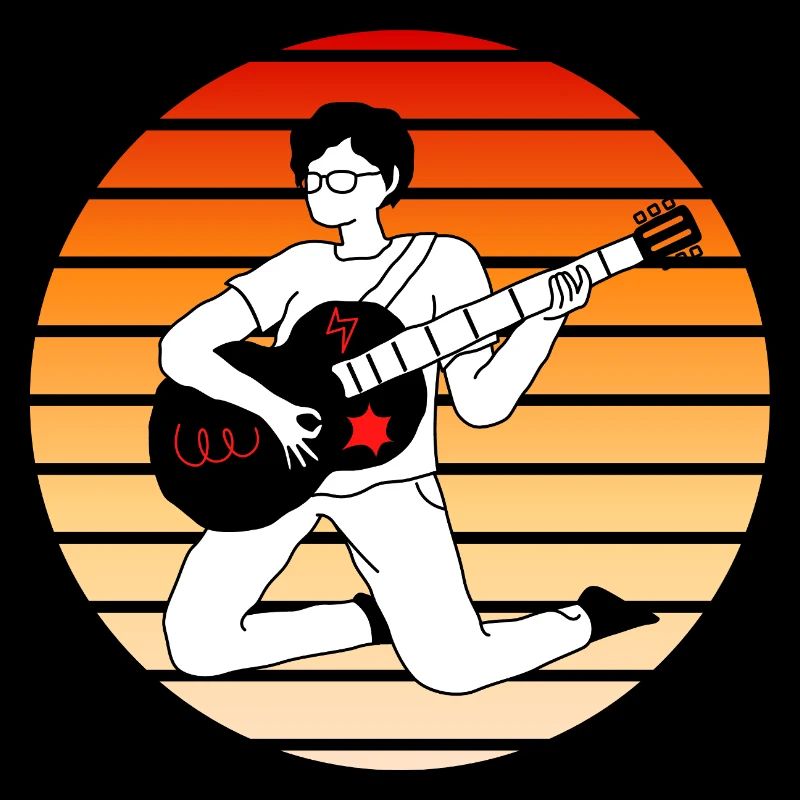 Guitare électrique au coucher du soleil
