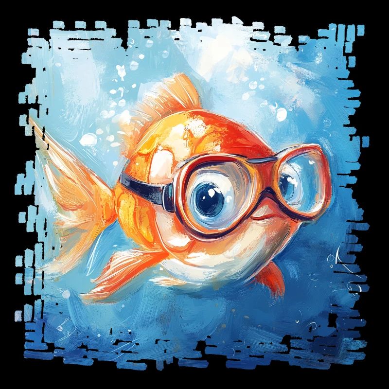 Poisson rouge avec lunettes de plongée