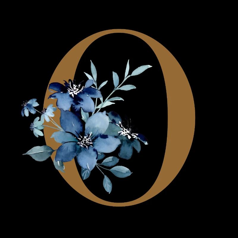 Floral O – Lettre dorée avec des fleurs