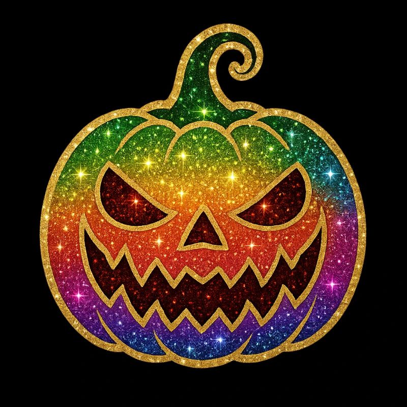 Rainbow Glitter Pumpkin Halloween