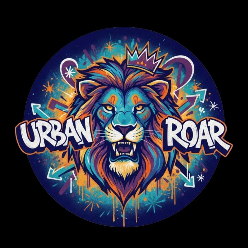 Cercle de graffitis de lion urbain