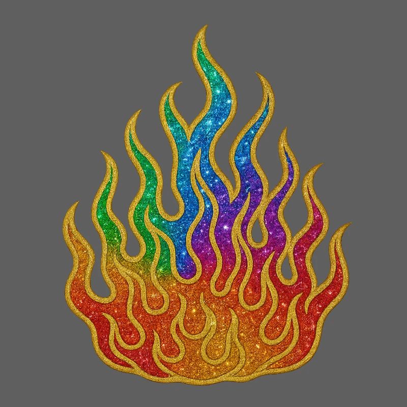 Rainbow Fire Glitter Flame