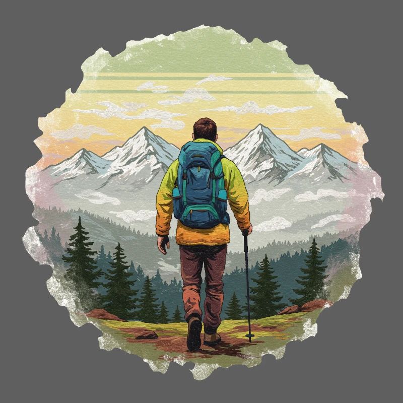 Wanderer am Sunset Mountain Ridge
