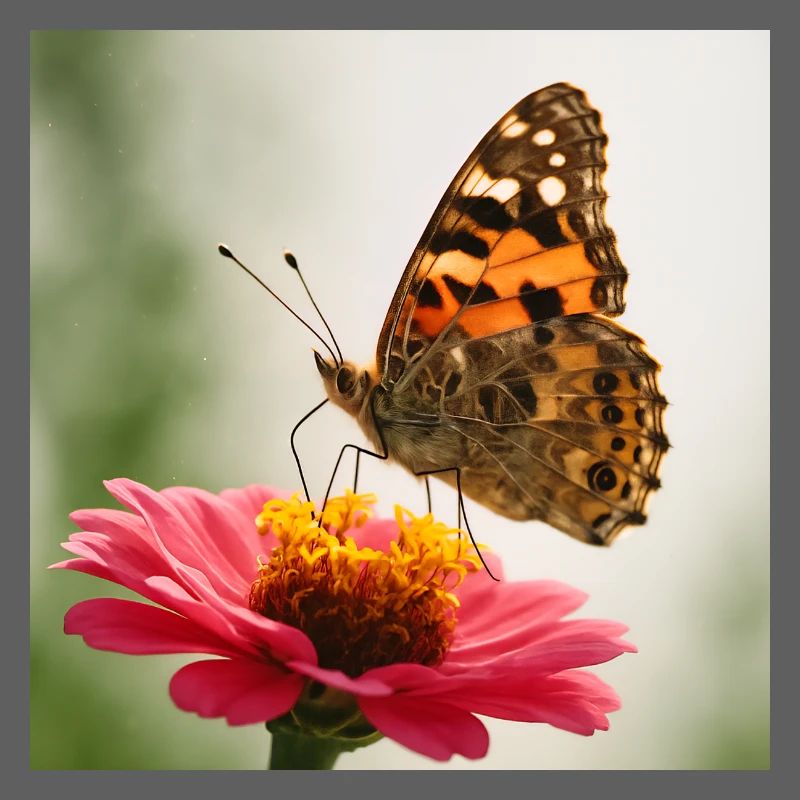 Papillon sur fleur rose