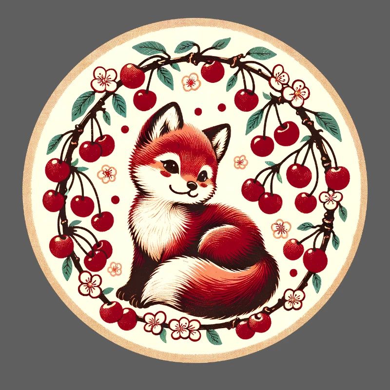 Cherry Ring Fox Vintage Circle