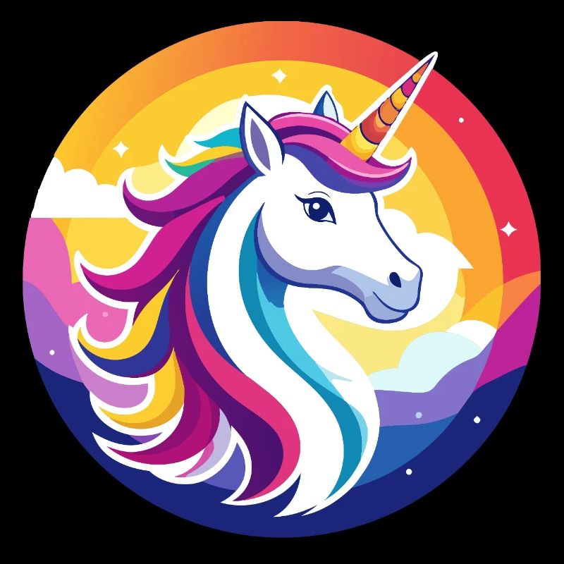 Regenbogen Unicorn buntes Einhorn Kopf Motiv