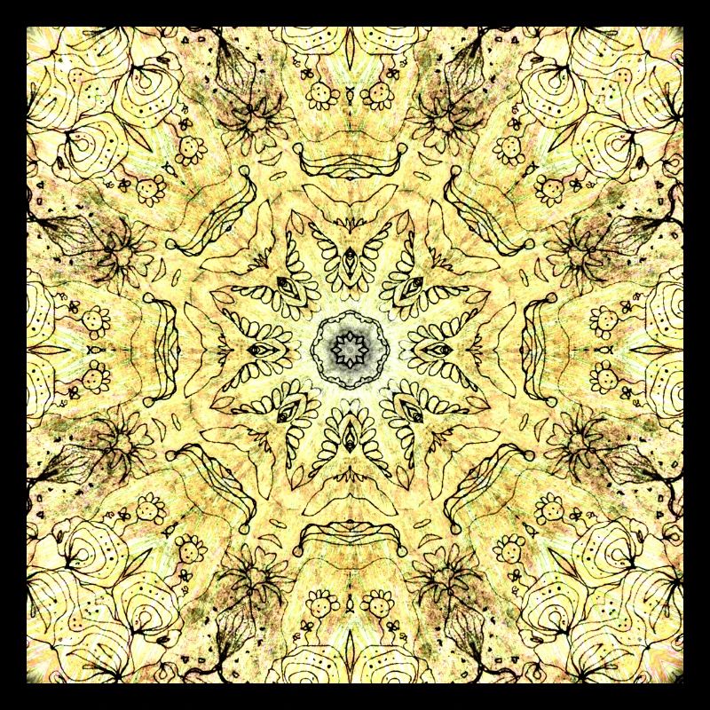 Mandala jaune-vert kaléidoscopique