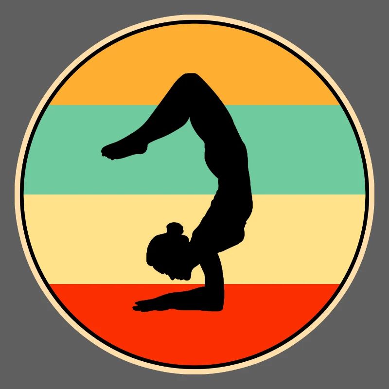 Graphisme de silhouette rétro de gymnaste au coucher de soleil