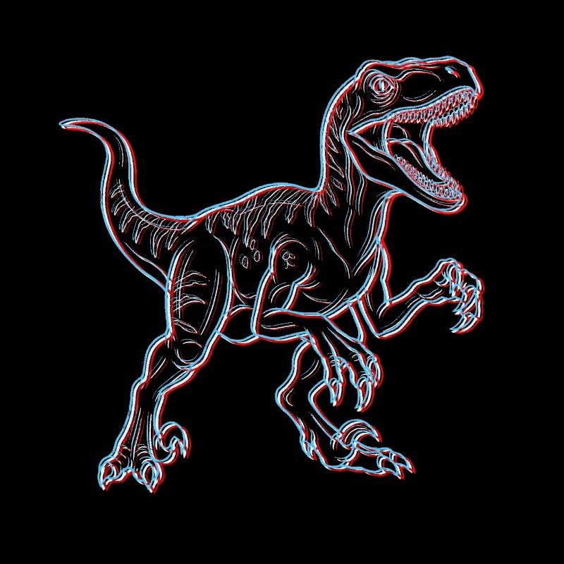 Squelette 3D de dinosaure néon