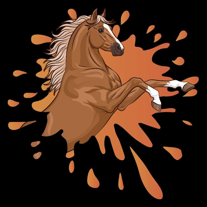 Ein springendes Pferd in einem Tintenklecks