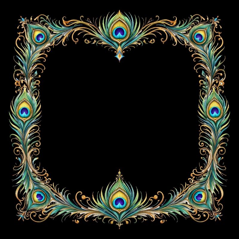 Peacock Feather Frame Ornament Boho Design