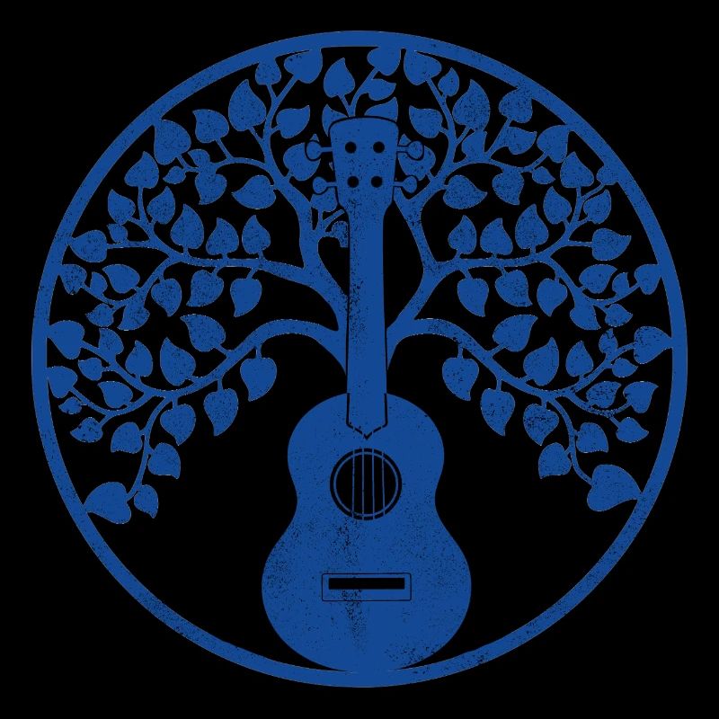 Mandala d’arbre à ukulélé bleu