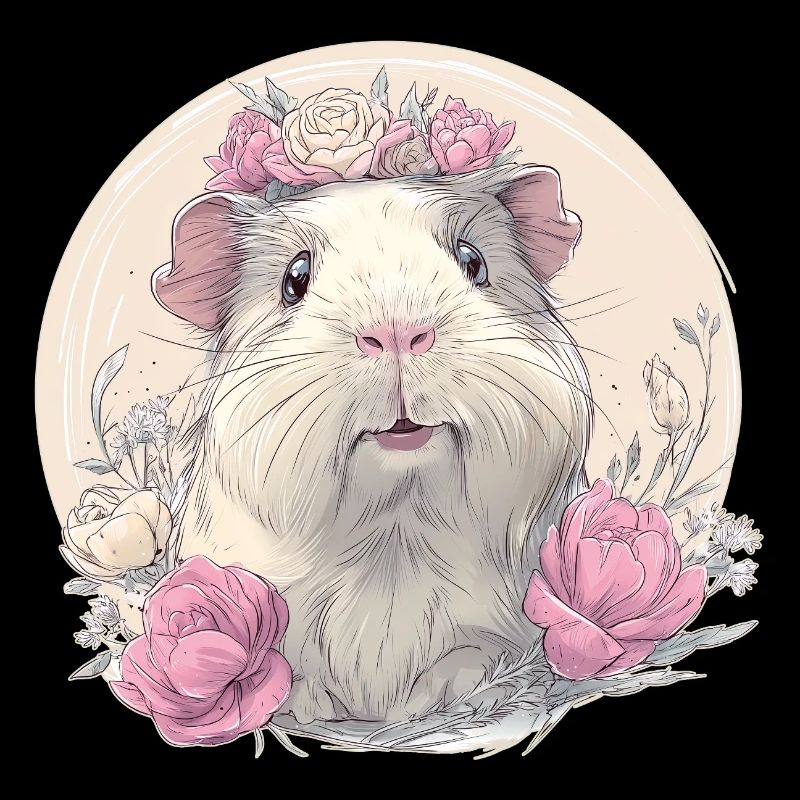 Cochon d’Inde avec des fleurs