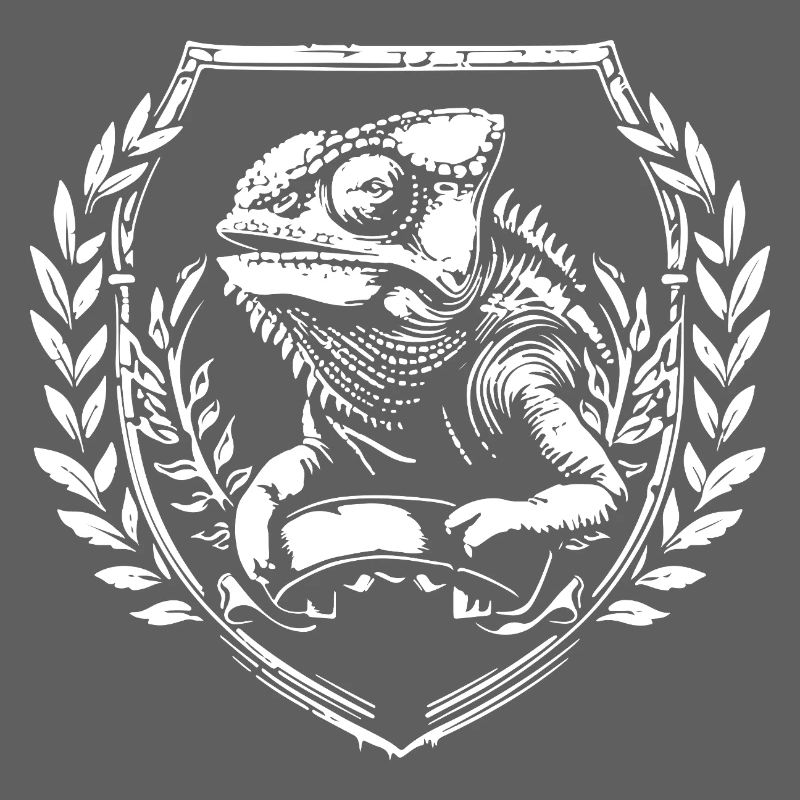 Blason caméléon avec couronne de laurier