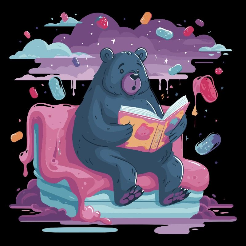 Lesender Bär im Candy-Traum