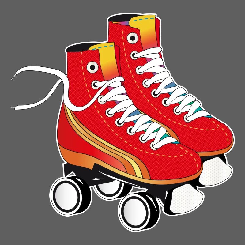 Ein Paar Rollschuhe in auffälligem Rot