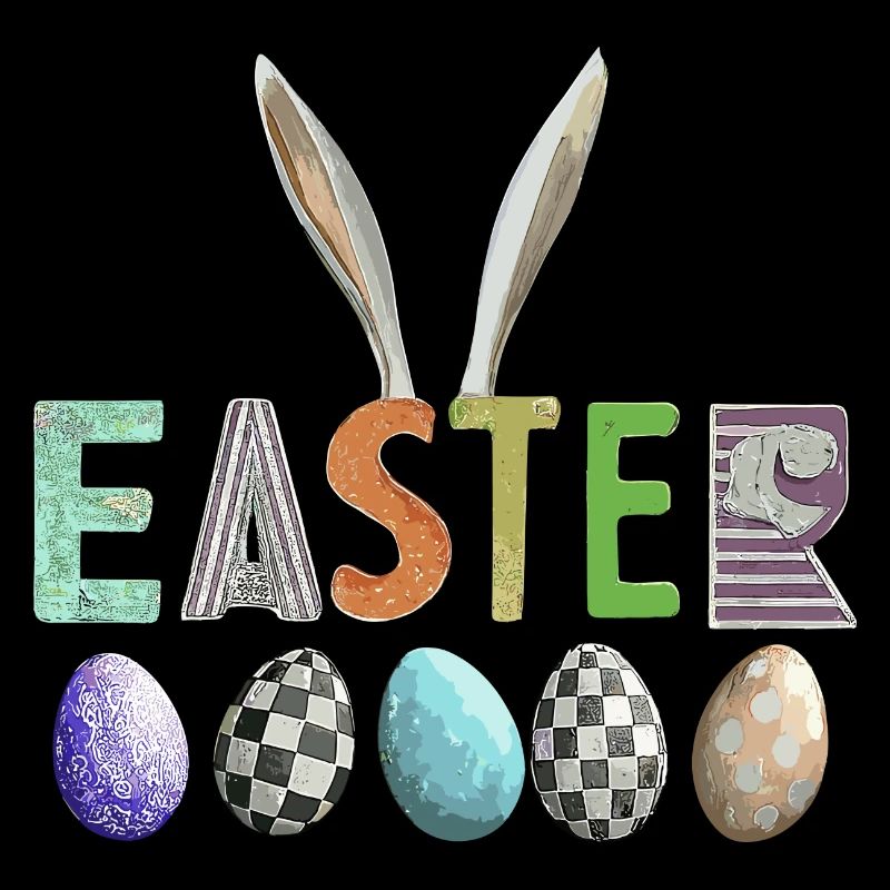Osterdesign mit bunter Eierfamilie