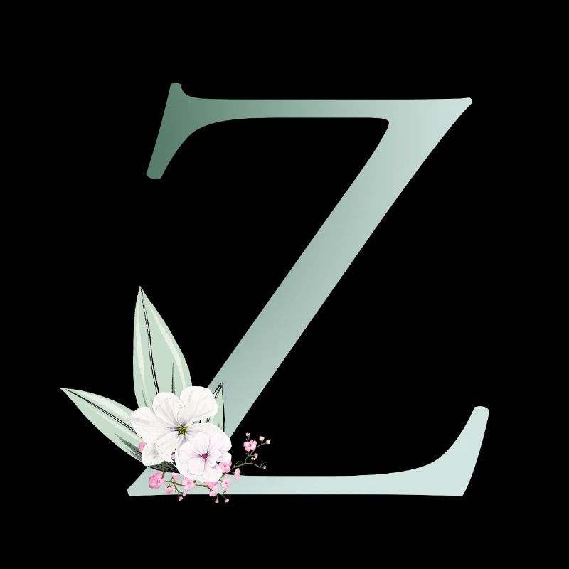 Z Monogram, Floral, Personalizable