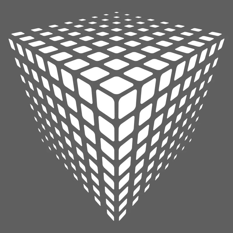 Monochrome Grid Cube Illusion
