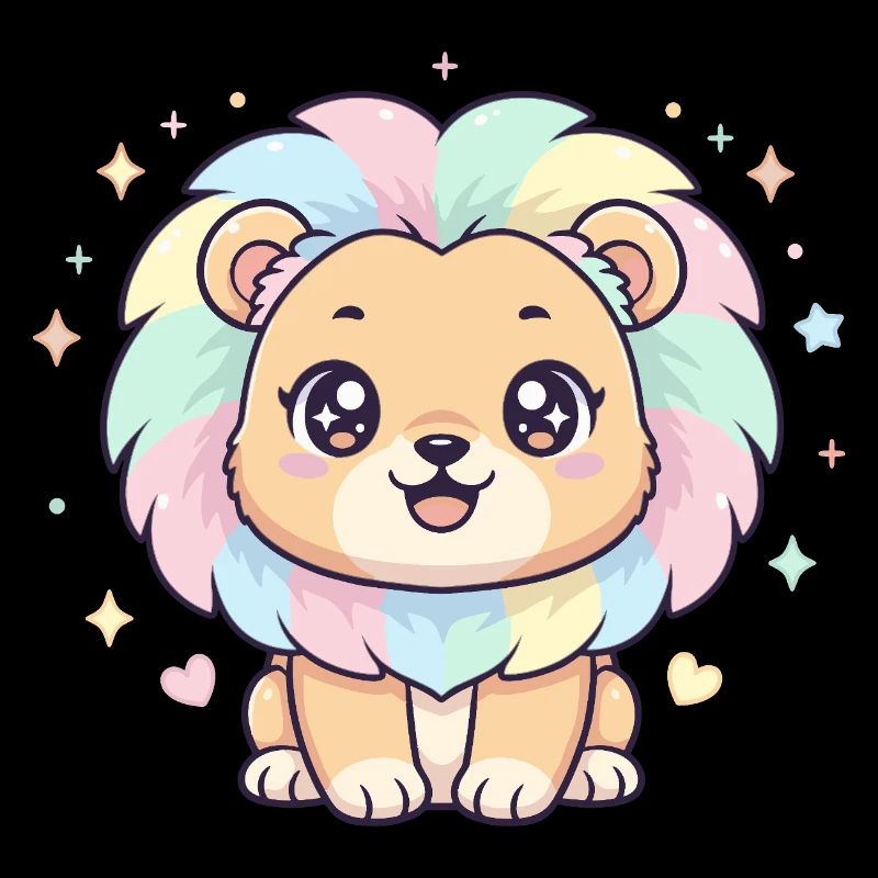 Pastel lion with rainbow mane
