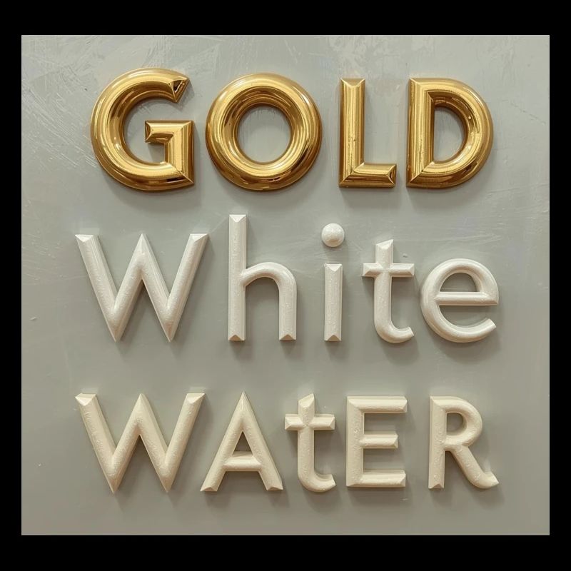 Golden White Water Typography
