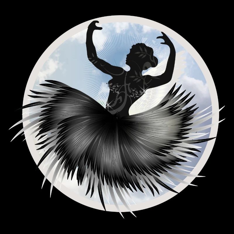 Ballet dancer dancing in the clouds with plumage