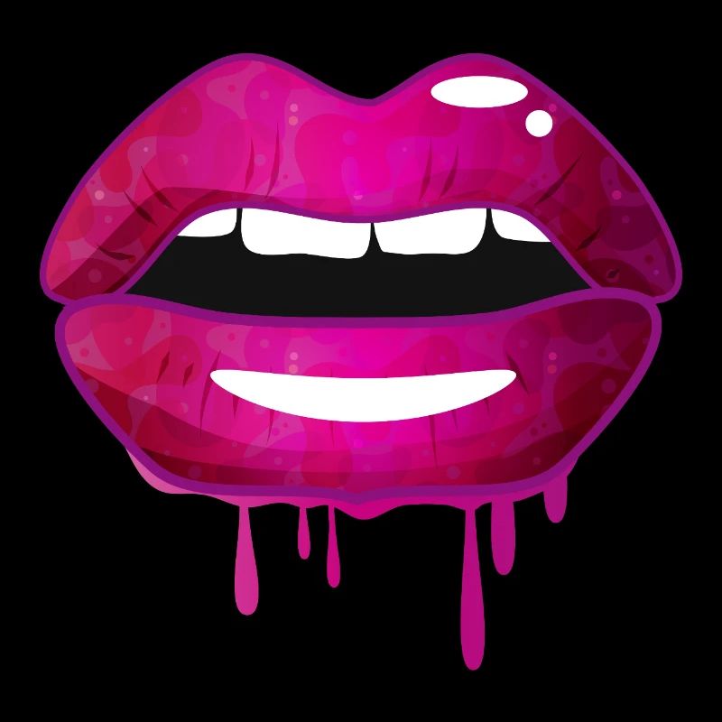Purple glossy lips in graffiti style